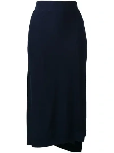 Pringle Of Scotland Asymetric Wrap Skirt In Dark Navy In Blue