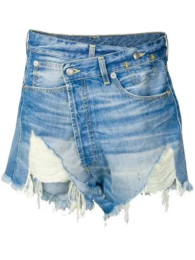 R13 Crossover Denim Shorts In Blue