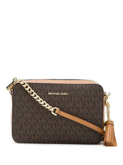 Michael Michael Kors Ginny Monogram Print Cross-body Bag In Brown