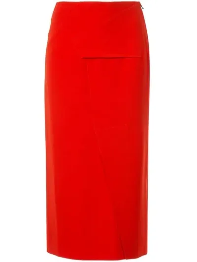 Roland Mouret Abrams Crêpe Pencil Skirt In Red