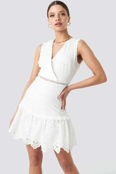 Trendyol Brocade Mini Dress - White In Ecru