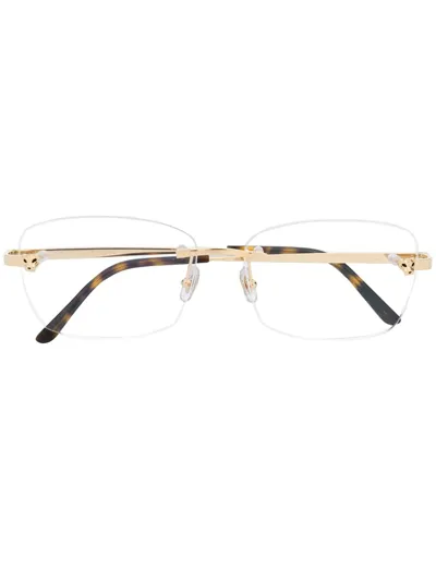 Cartier Rectangular Lens Glasses In Gold