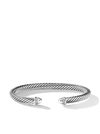 David Yurman Sterling Silver Cable Classics Diamond 5mm Cuff In Ssassdi