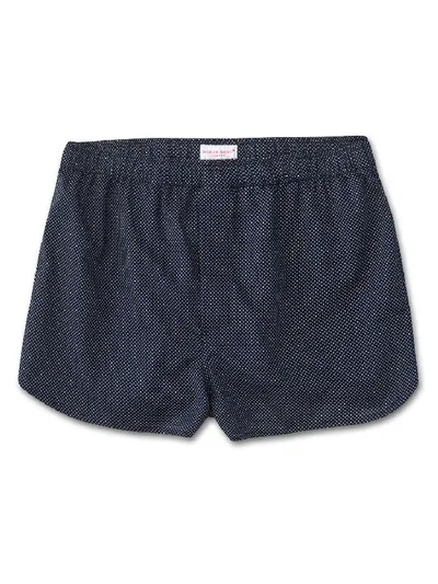 Derek Rose Men's Modern Fit Boxers Cotton Batiste Navy Pin Dot Print