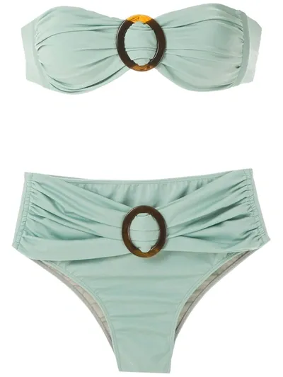 Brigitte Bikini Set With Buckle Details In Green