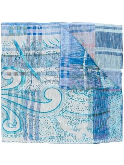 Etro Multi-print Scarf In Blue