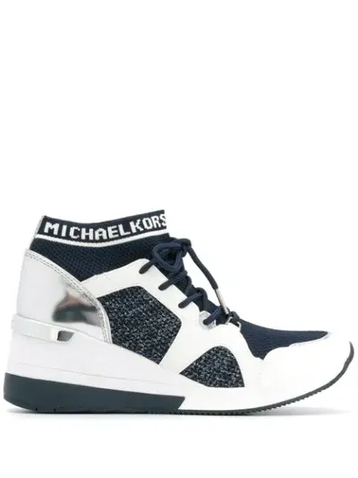 Michael Michael Kors Panelled Wedge Sneakers In Blue