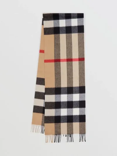 Burberry Check Cashmere Scarf In Archive Beige