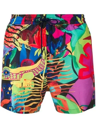 Paul Smith Tropical Print Swim Shorts In Black