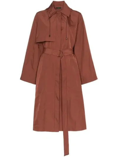 Joseph Dublin Belted Taffeta Trench Coat In Brown