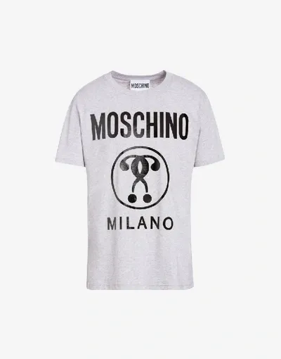 Moschino Cotton T-shirt With Double Question Mark Logo In Light Grey