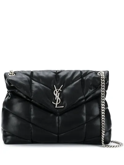 Saint Laurent Medium Loulou Leather Shoulder Bag In Black