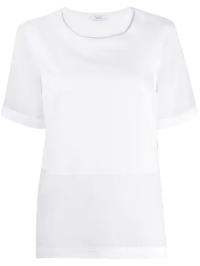 Peserico Silk Collar T-shirt In Bianco