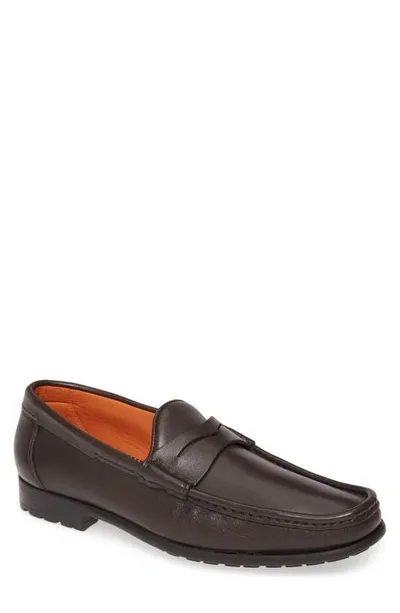 Santoni Ascott Penny Loafer In Brown