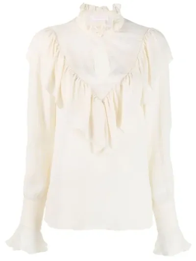 See By Chloé Neo-victorian Ruffled Blouse In Neutrals