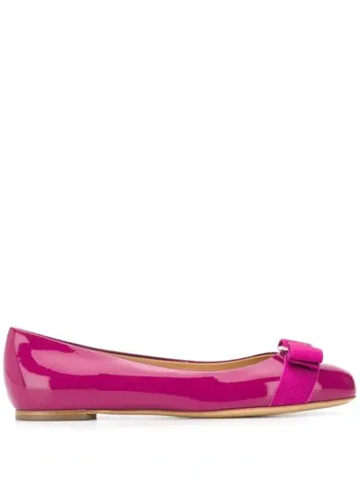 Ferragamo Vara Bow-embellished Flats In Pink