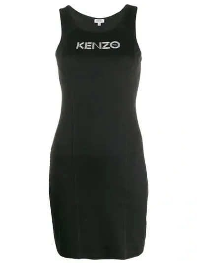 Kenzo Printed Stretch-cotton Jersey Mini Dress In 99 Black