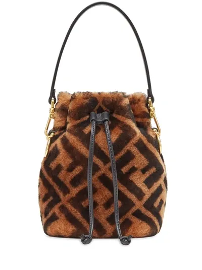 Fendi Mini Mon Tresor Bucket Bag In Marron