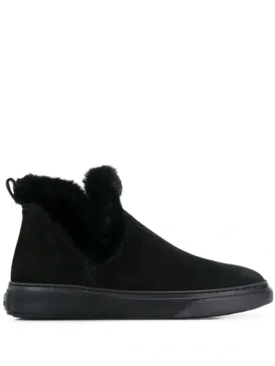 Hogan Wintery Feeling Suede Ankle Boots In Black