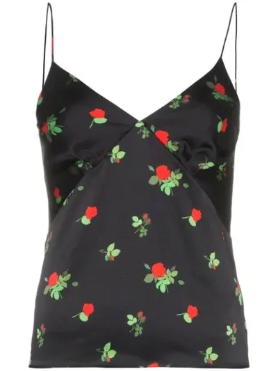 Bernadette June Floral Silk-satin Camisole In Black