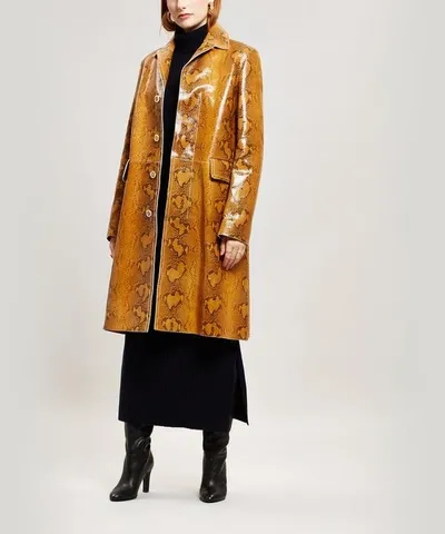 Marni Snakeskin-print Single-breasted Coat In Brown