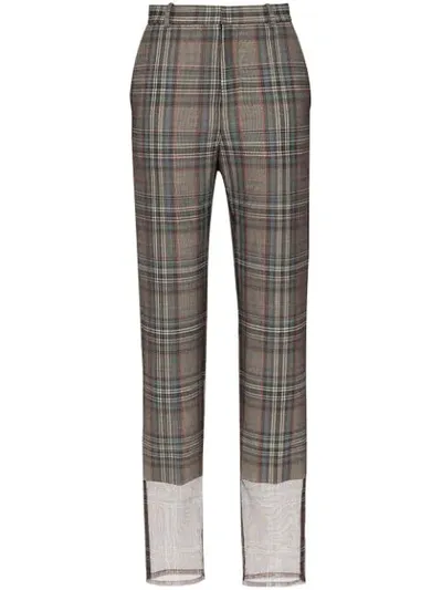 Y/project Checked Wool-blend High-rise Pants In Grey