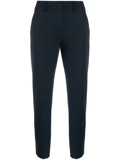 Piazza Sempione Tailored Stretch-cotton Cropped Trousers In Blue