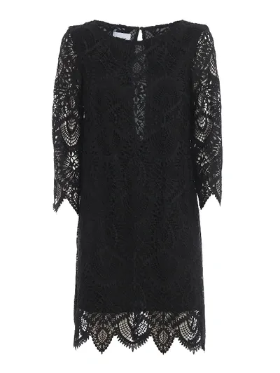 Dondup Boat Neck Black Lace Dress