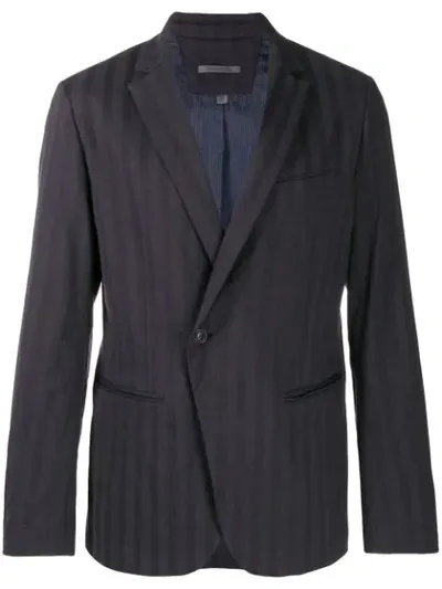 John Varvatos Asymmetric One Button Jacket In Blue