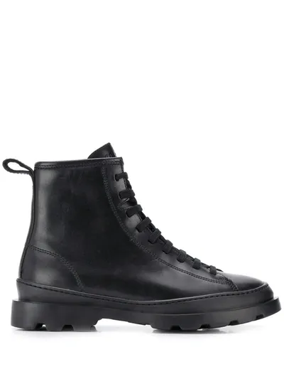 Camper Brutus Leather Ankle Boots In Black