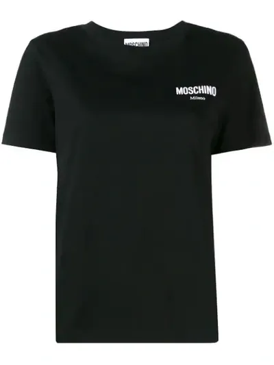 Moschino Logo Embroidered Performance T-shirt In Black