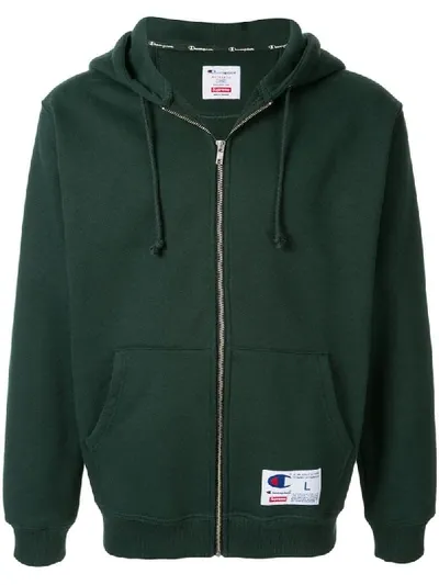 Supreme Champion Arc Logo Zip Up Hoodie In Green