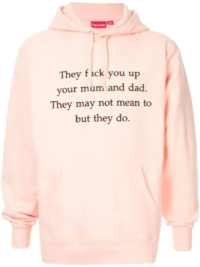 Supreme Slogan Hoodie In Pink