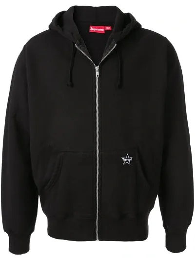 Supreme Star Zip Up Hoodie In Black