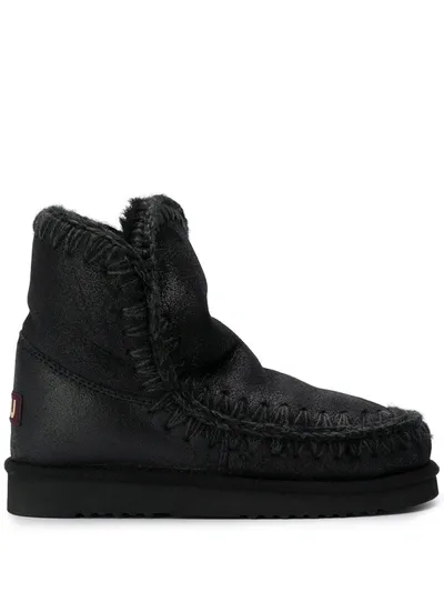 Mou Knitted Detail Boots In Black