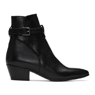 Saint Laurent West Jodhpur Buckled Boots In Black