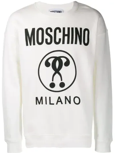 Moschino Double Question Mark Logo Sweater In White