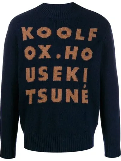 Maison Kitsuné Knitted Text Jumper In Blue