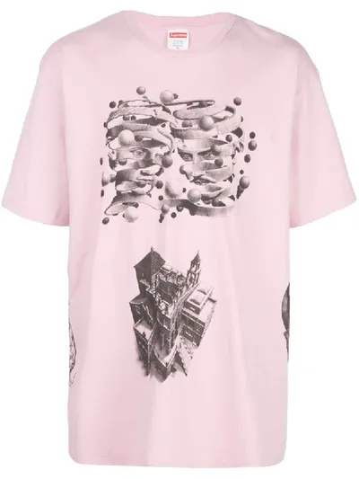 Supreme M.c. Escher Collage Tee In Pink