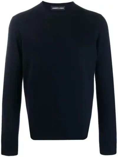 Lamberto Losani Crew Neck Cashmere Pullover In Blue