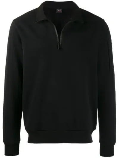 Paul & Shark Half Zip Sweatshirt In Black