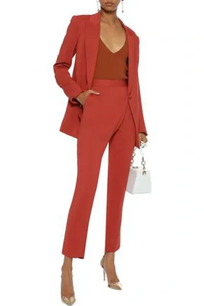 Michelle Mason Wrap-effect Crepe Straight-leg Pants In Tomato Red