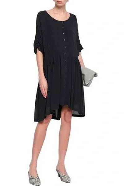 American Vintage Gathered Crepe Shirt Dress In Charcoal