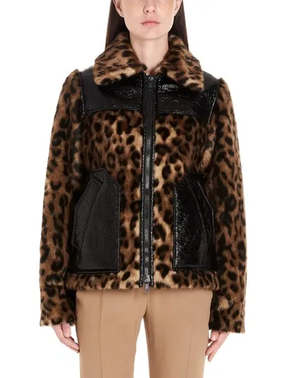 N°21 Leopard Print Paneled Jacket In Brown