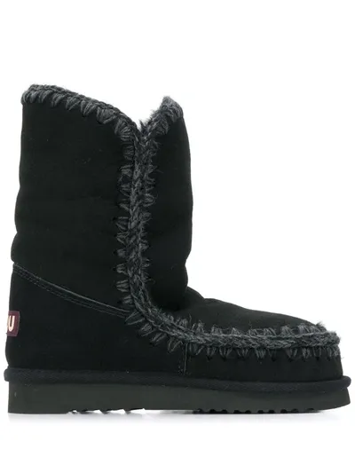 Mou Woven Detail Boots In Black