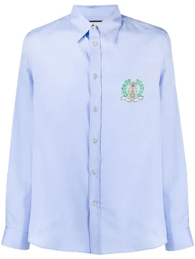 Gucci Logo Embroidered Shirt In Blue