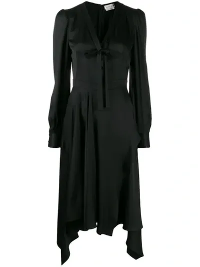 Alexander Mcqueen Pussy-bow Asymmetric Dress In Black