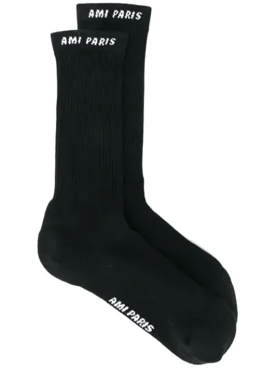 Ami Alexandre Mattiussi Ami Paris Striped Socks In Black