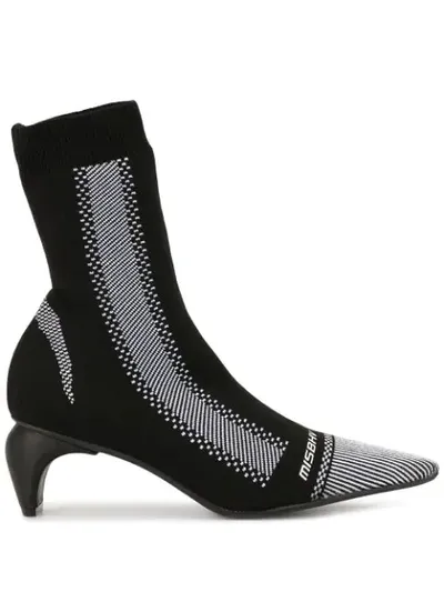 Misbhv Black 80 Striped Logo Knit Ankle Boots