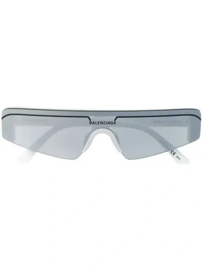 Balenciaga Ski Rectangular-frame Sunglasses In White